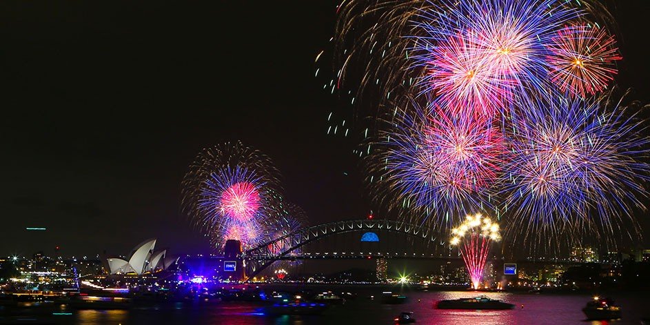 Sydney Harbour fireworks Ferry view