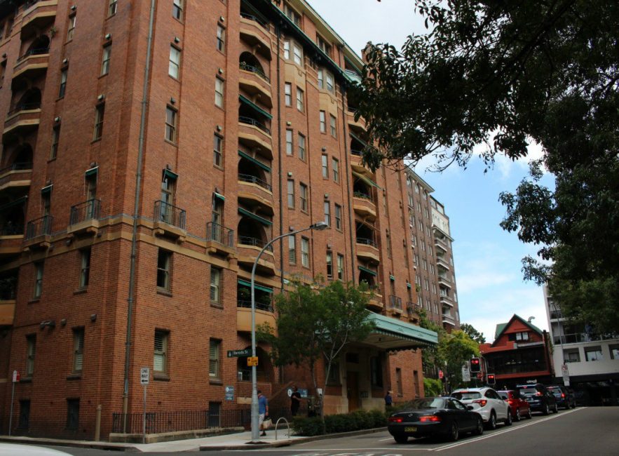 red brick apartment building in Kings Cross Australia's first apartment building