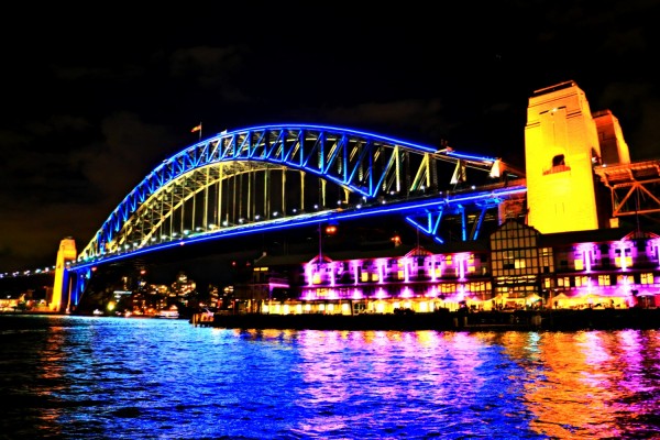 West side Sydney Harbour Bridge Vivid 