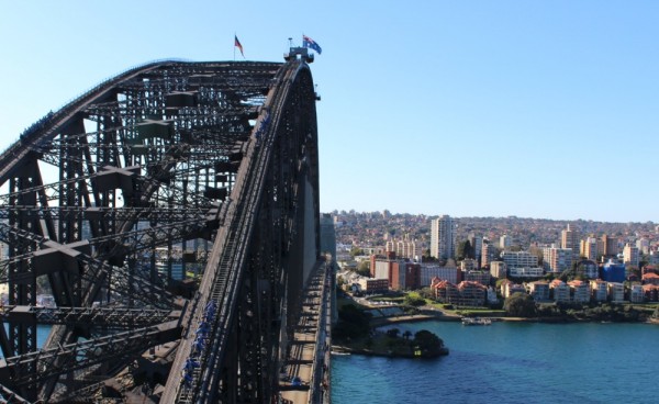 Sydney Harbour bridge climbers close up