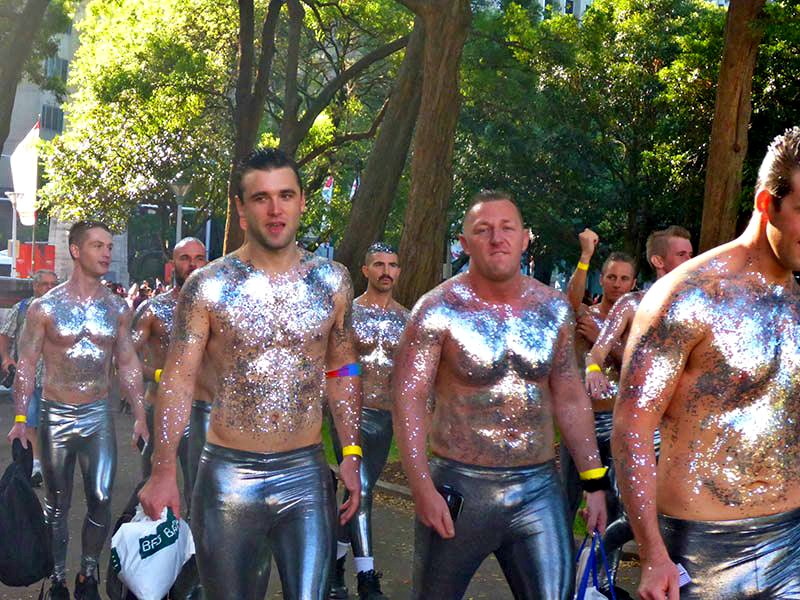 Geeting ready to march in the Sydney Mardi Gras