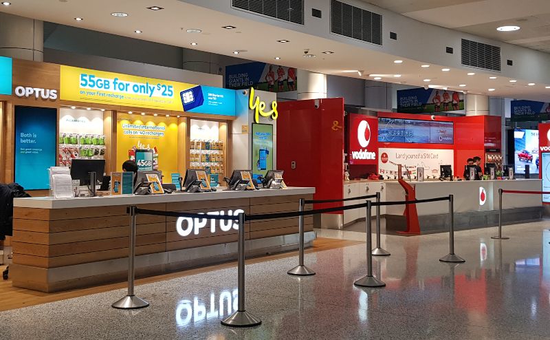 Phone counters at Sydney Airport 