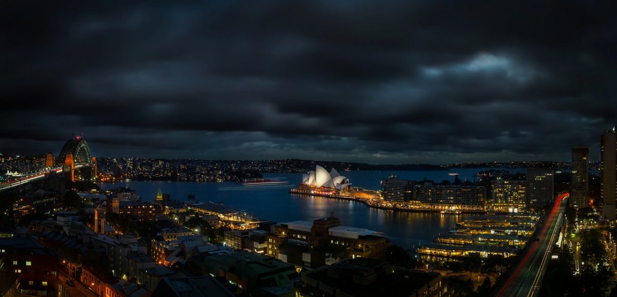 Sydney harbour view at night