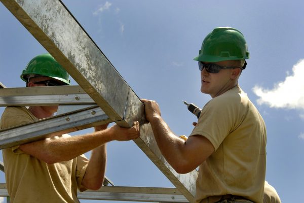 Tradesman working on construction