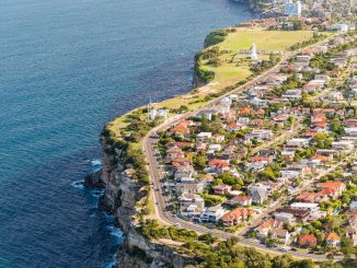 Aerial view of Sydney coastline, Australia.