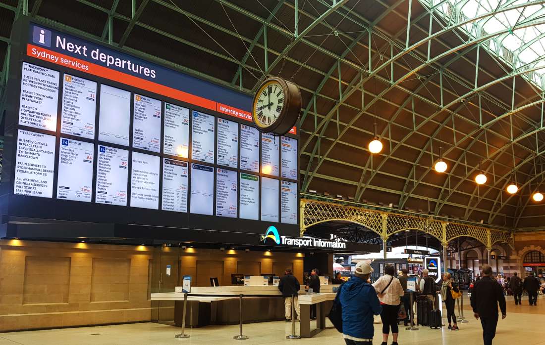 Sydney Central Station indicator board country trains the starting point for your Blue Mountains by train itinerary