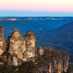 The Three Sisters, Blue Mountains, New South Wales, Australia, at sunset.