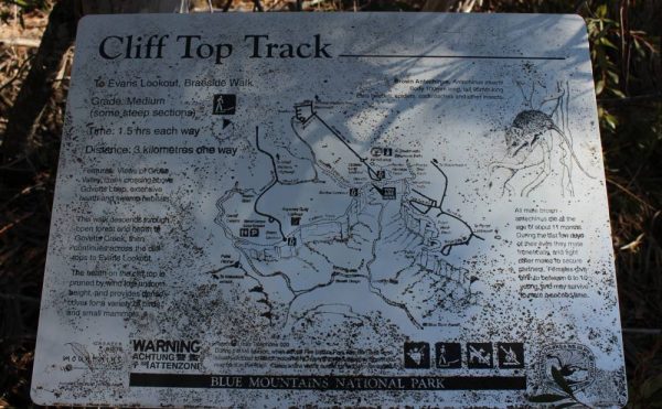 Detailed signs at Cliff Top Track 