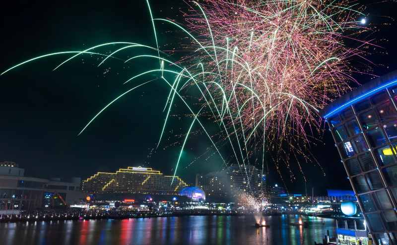 Darling Harbour free fireworks show