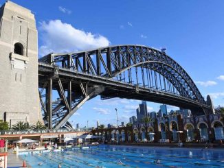North Sydney Olympic Pool under Sydney Harbour Bridge