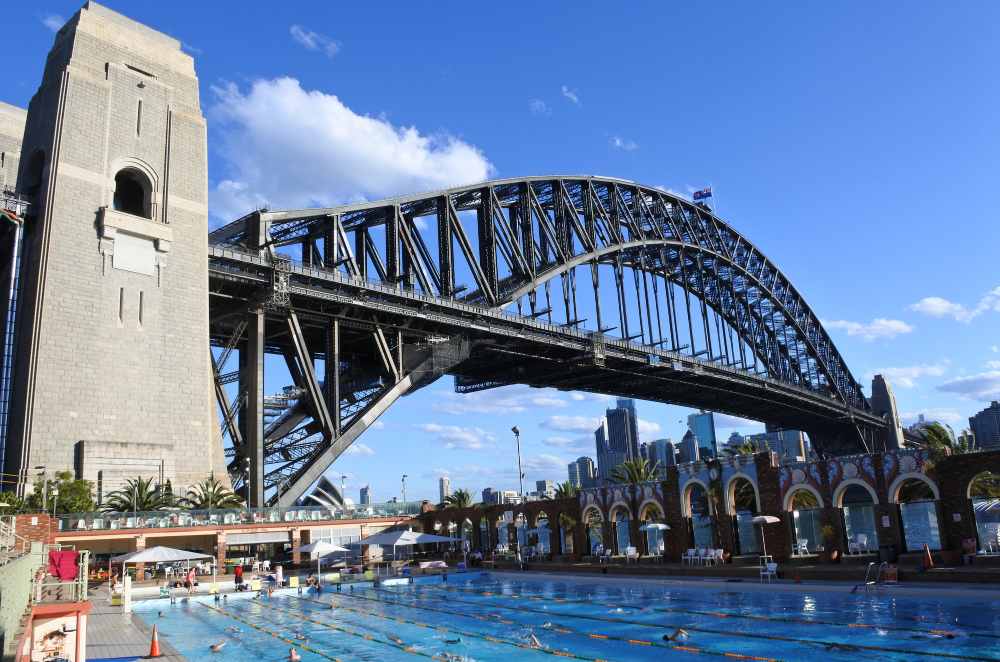 North Sydney Olympic Pool under Sydney Harbour Bridge