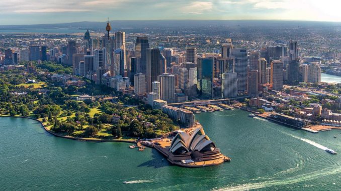 Aerial view of Sydney Harbor and Downtown Skyline, Australia. Aerial view of Sydney Harbor and Downtown Skyline, Australia.