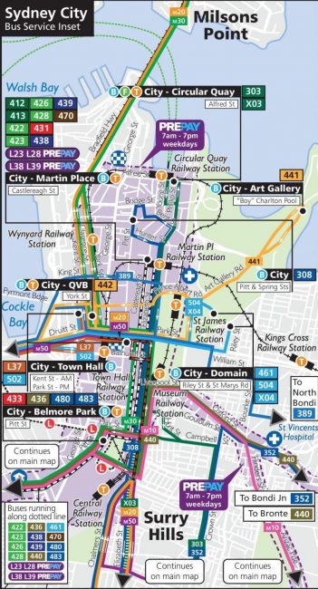 Sydney City CBD Bus map