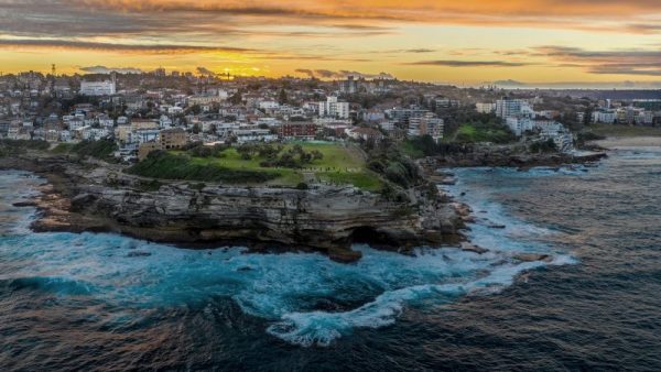 Drone footage of Bondi coastal walk