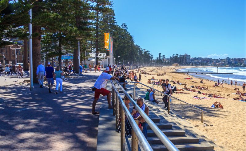 Manly Beach walkway along waterfront 