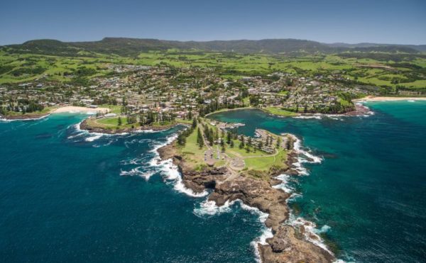 Aerial view of Blowhole Point headland, Kiama. Credit Dee Kramer Photography