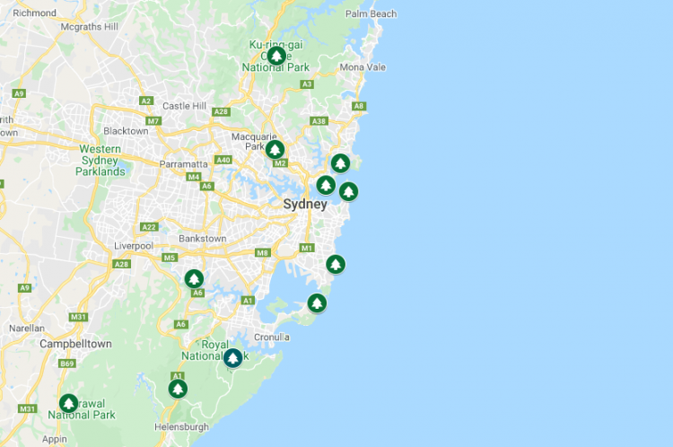 National Parks in Sydney Map