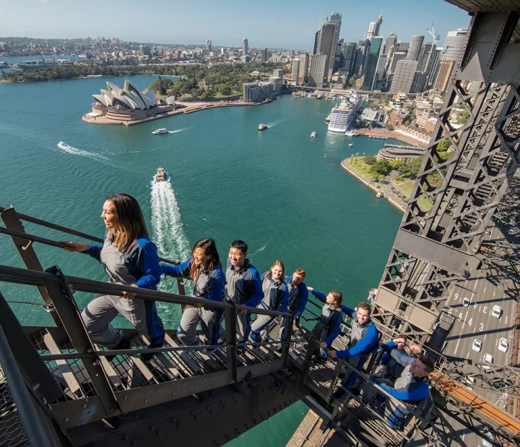 View of the stairs on the Sydney Harbour Bridge Climb