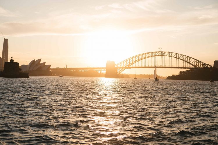 Sydney Harbour sunset with Harbour Bridge