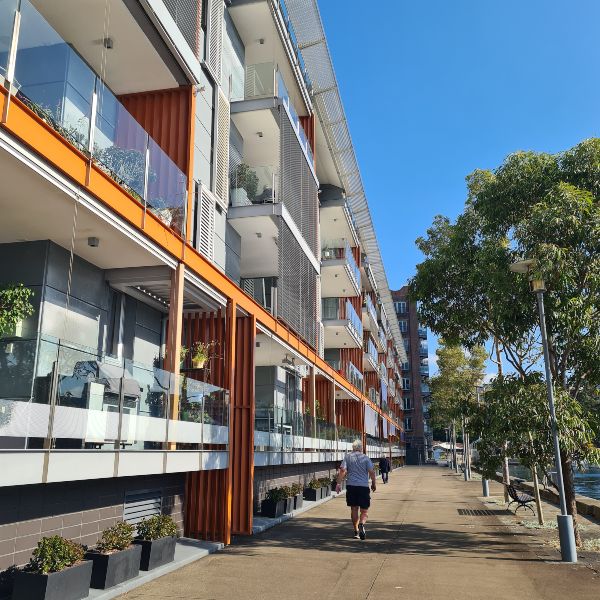 Modern Apartments on Darling Island Wharf. 