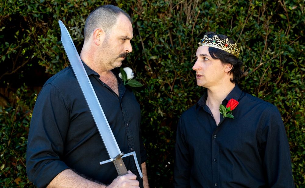 Chris Miller as York & Logan McArthur as King Henry. Credit: Alison Lee Rubie