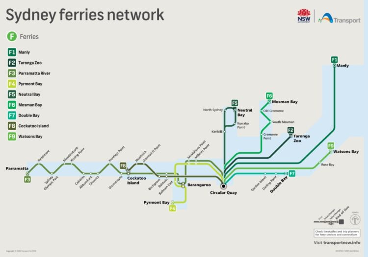 Sydney Ferry Map 