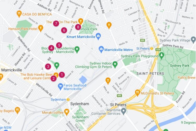 map of breweries in Marrickville
