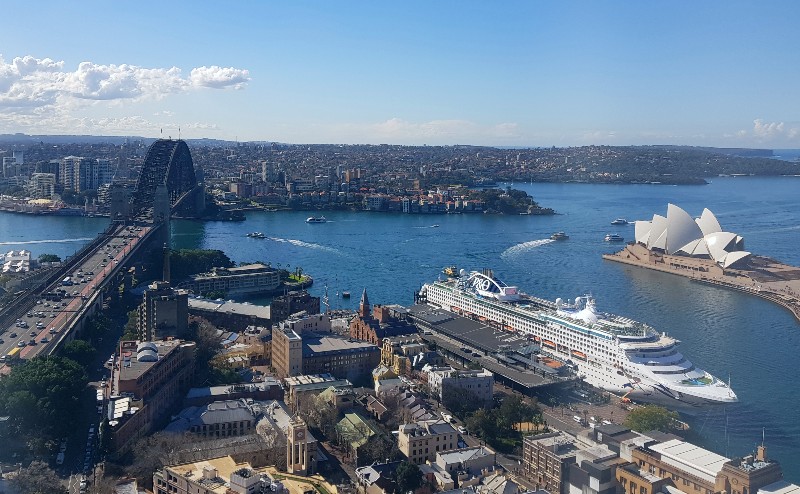 The view of Sydney Harbour from the Shangri La Hotel's Bar Blu