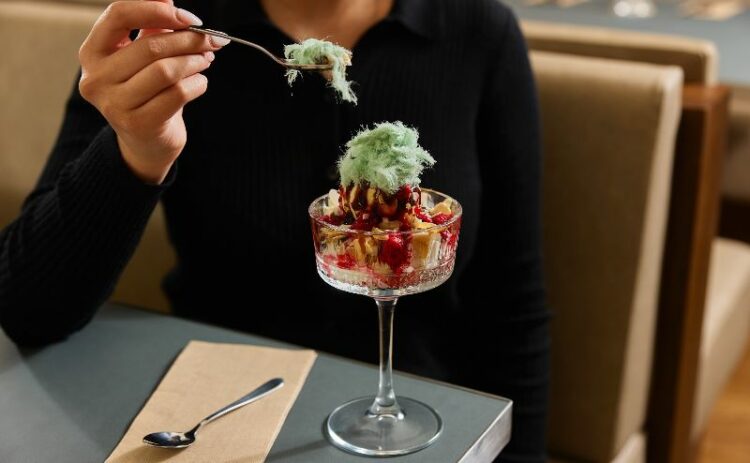 Dessert in a tall glass dish from Guildford Hotel 