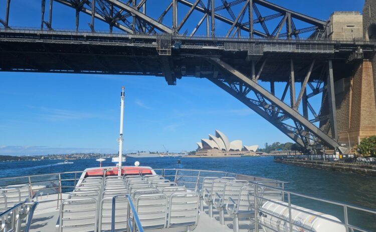 Top deck seating on the Hop on hop off ferry in Sydney