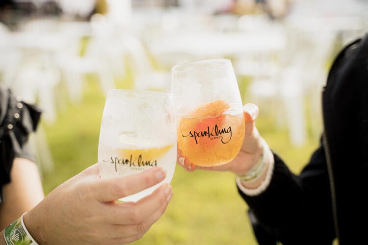 2 glasses of sparkling wine promoting Wahroonga Food and Wine Festival