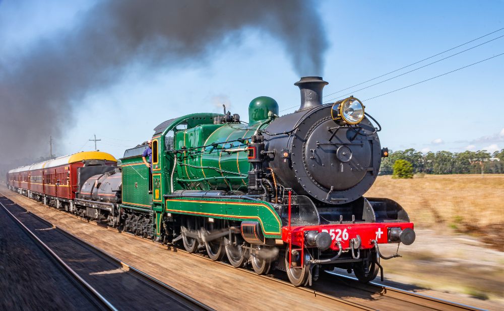 steam train with green engine