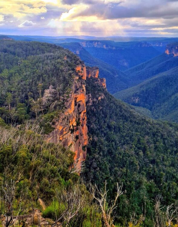 Blue Mountains rocks at sunset 