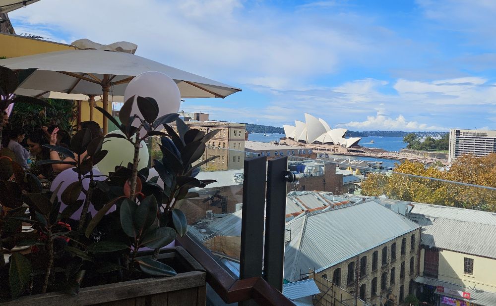 The view of the Sydney Opera House from the Glenmore hotel in the Rocks
