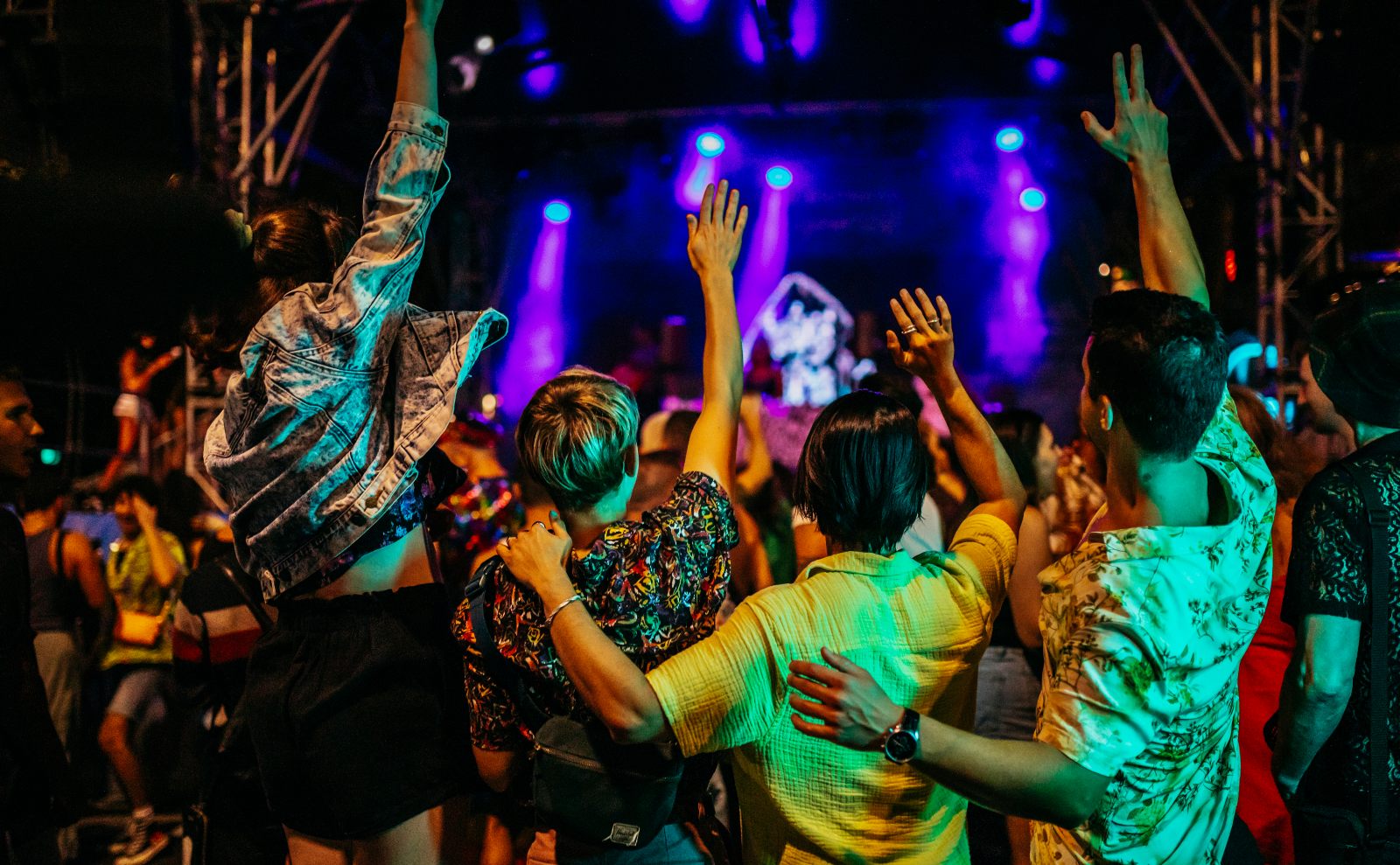 Friends dancing at the Oxford Street Party, a part of Sydney World Pride, a 17-day celebration of queer Australian people and culture, with more than 300 events across the city – including Sydney's famous Mardi Gras Parade.