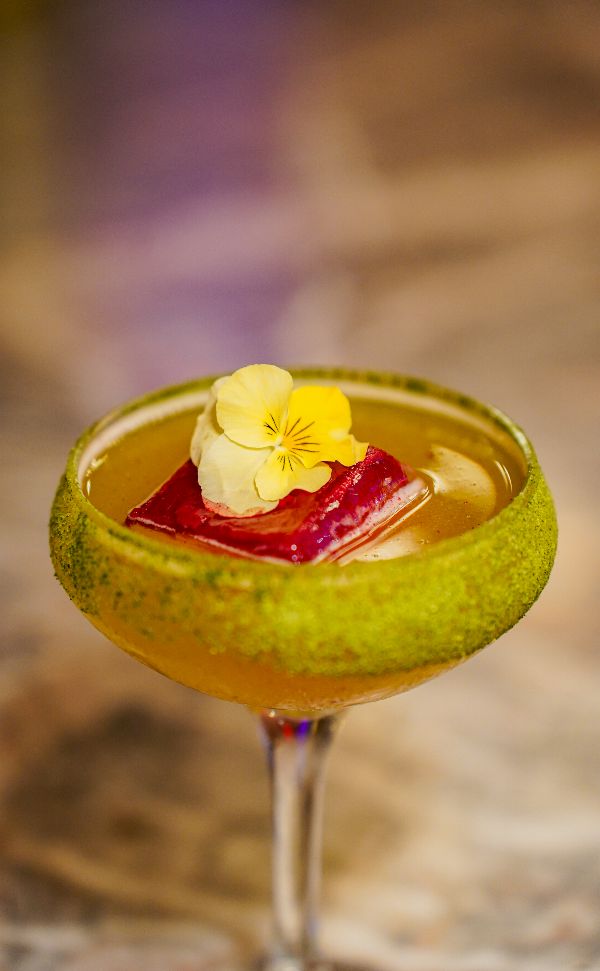 Cardea are serving up their floral Hibiscus Bloom cocktail made with melon liqueur, orange