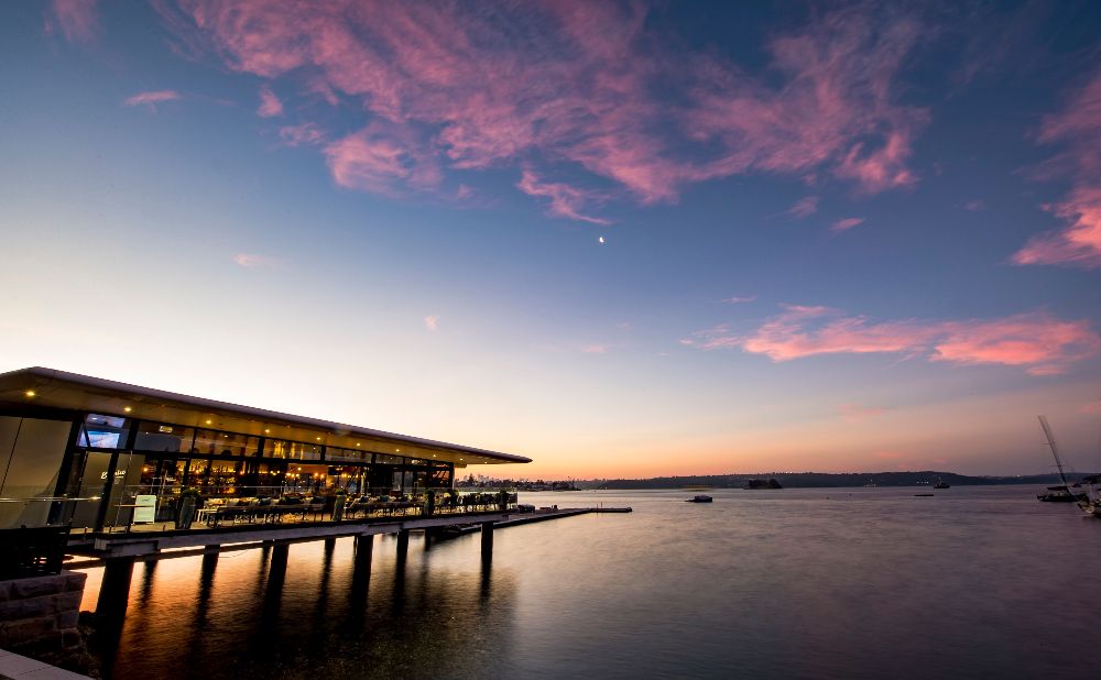 Sydney Seaplanes Lounge at sunset