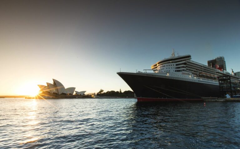 Cruise Ship and Sydney Opera House at sunrise