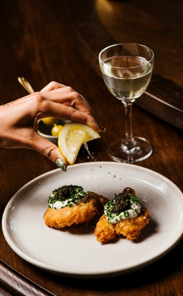 Tempura snapper, labne tartare, Siberian caviar