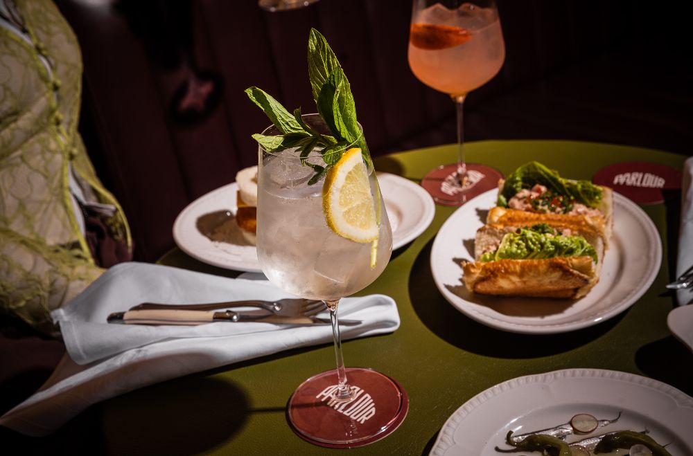 Gin sprtiz with praw rolls at Parlour Sydney