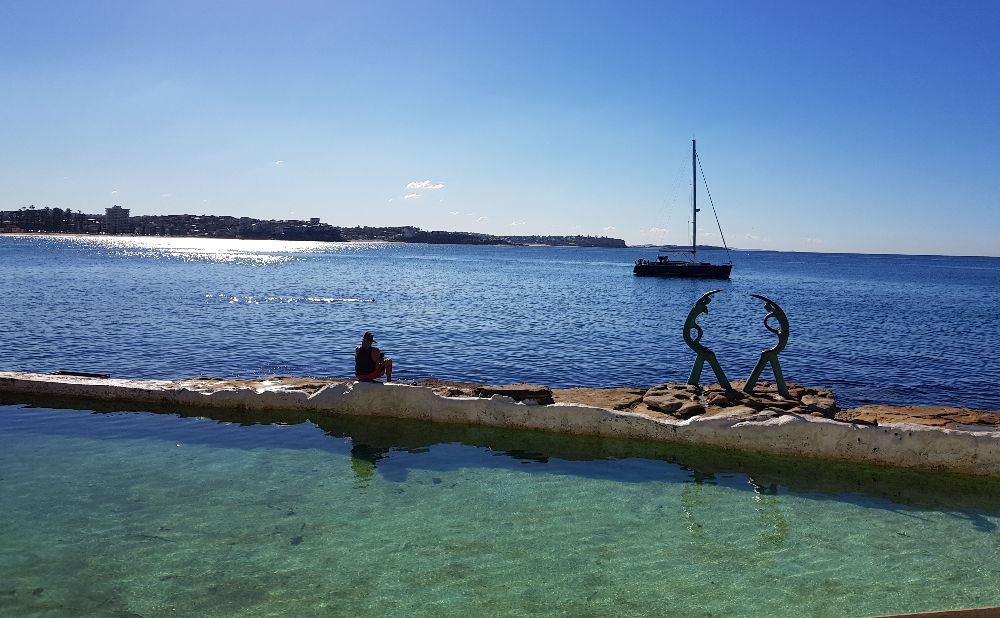 Fairy Bower Rock Pool and its Sea Nymph Sculpture

