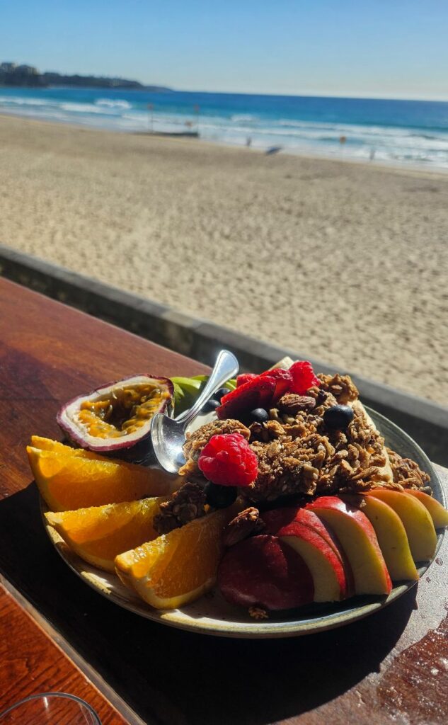 muesli and fresh fruit breakfast