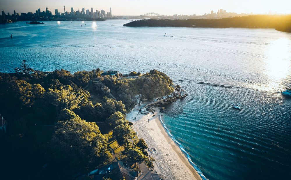 aerial view Shark Beach and Nielsen Park