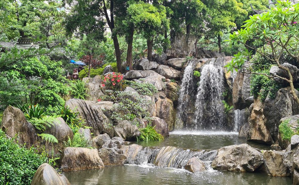 waterfall at the Chinese Garden of Friendship Sydney