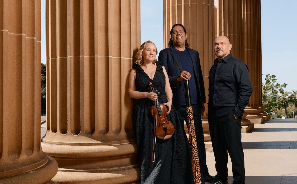 Musicians outside the State Library of NSW 