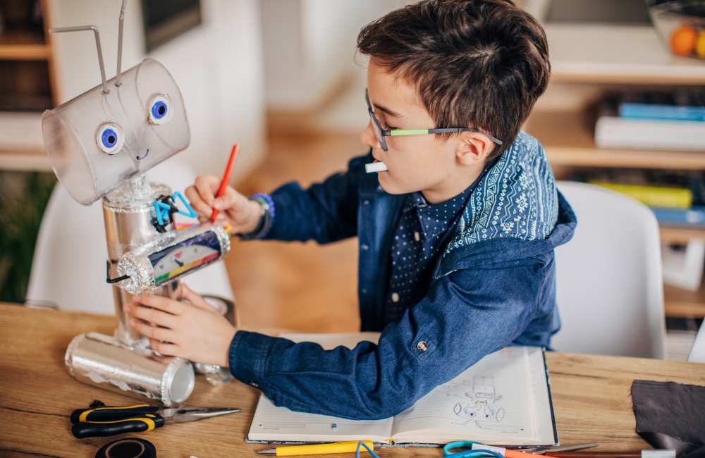 Boy with a robot