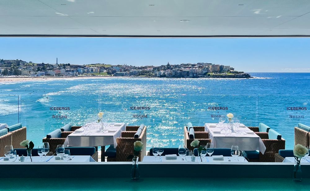 Table settings and the view from Bondi Icebergs overlooking the beach