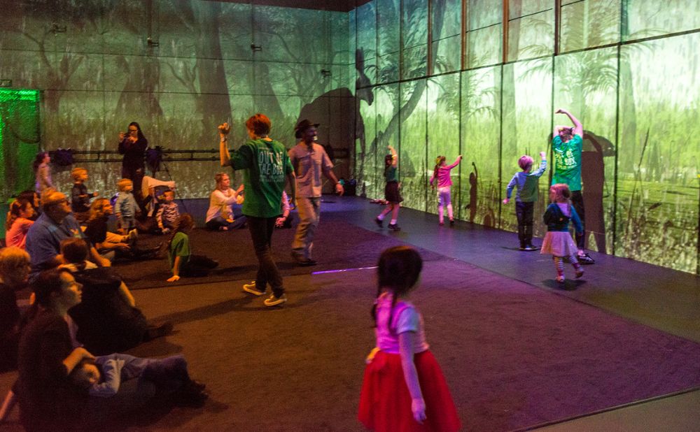 families enjoying the installation - Creature, Box of Birds / Stalker