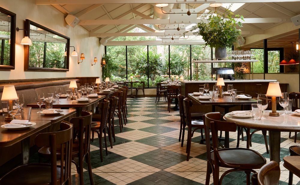The dining room at the Dry Dock Hotel set for service