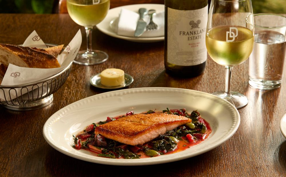 rainbow trout with wine at Dry Dock